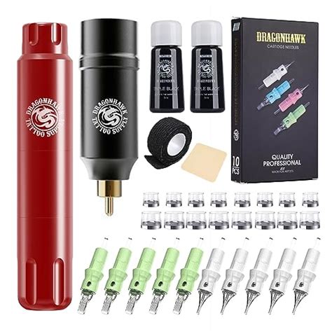 Dragonhawk S12 Wireless Tattoo Pen Kit Rotary Tattoo Machine Gun Kit