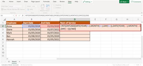 How To Calculate Years Of Service In Excel Sheetaki