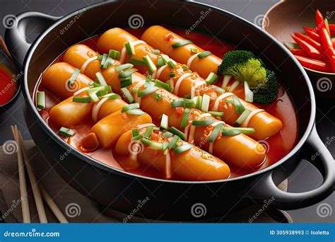 Tteokbokki Dukbokki Is A Popular Korean Street Food Made Of Soft Chewy