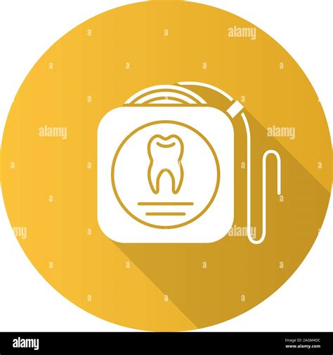 Dental Floss Flat Design Long Shadow Glyph Icon Teeth Cleaning Vector