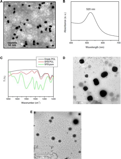 TEM Image Of GNPs A UV Vis Spectrum Of GNPs B FTIR Spectra Of