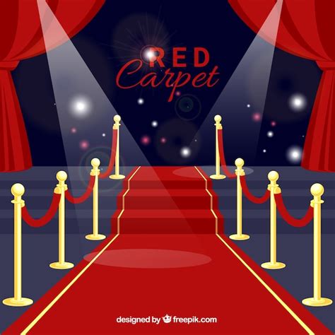 Fondo De Ceremonia De La Alfombra Roja En Estilo Plano Vector Gratis