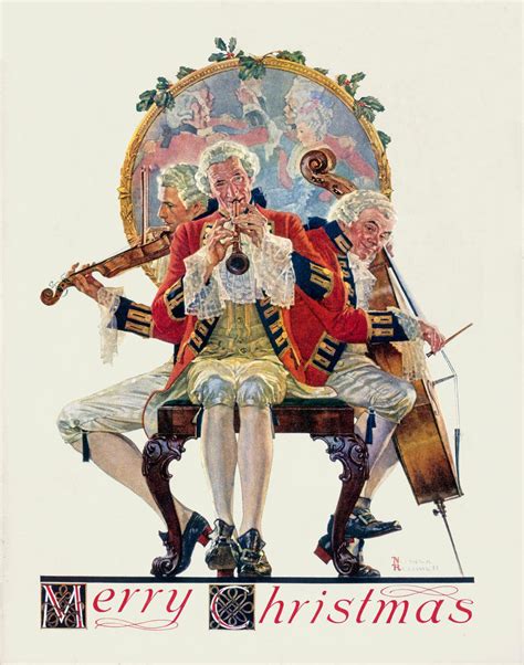 Merry Christmas Three Musicians By Norman Rockwell Paper Print