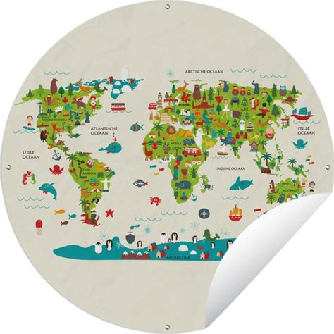 Tuincirkel Wereldkaart Kinderen Kleuren Atlas X Cm Ronde