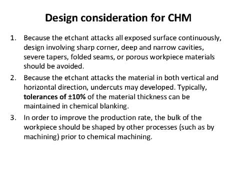 Chemical Machining Chm Introduction In Chm Material