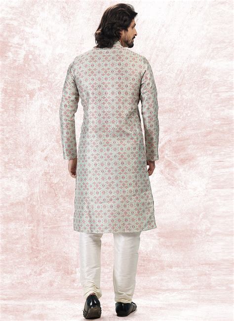 Buy Pista Green Banarasi Silk Jacquard Kurta Pyjama Party Wear Online