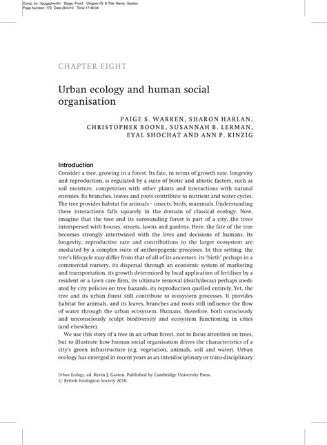 PDF Urban Ecology And Human Social Organization