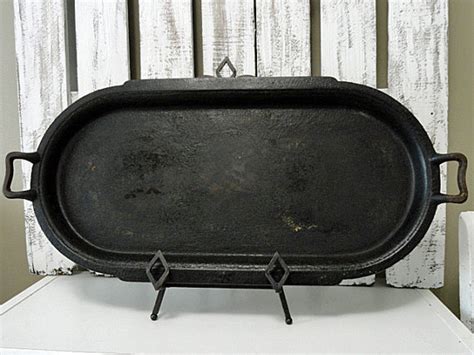 Vintage Cast Iron Oval Griddle Cast Iron Copper Ware Cast Iron Pot