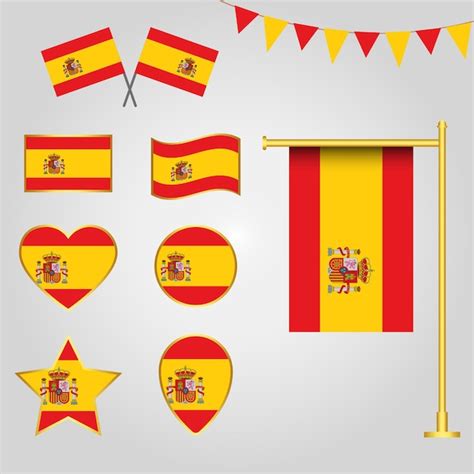 Coleção vetorial de emblemas e ícones da espanha europa bandeira em