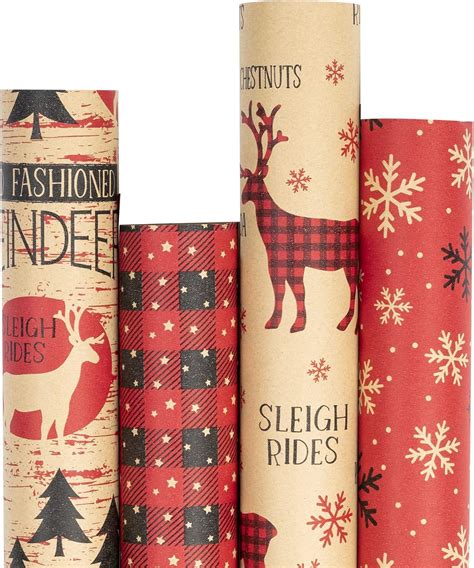 Amazon RUSPEPA Christmas Wrapping Paper Kraft Paper Red And