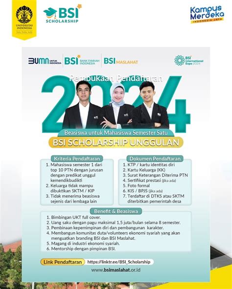 Penawaran Beasiswa BSI Scholarship Unggulan Untuk Seluruh Mahasiswa