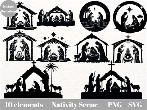 Nativity Silhouette SVG / Nativity Scene Svg for Laser / Nativity Scene ...