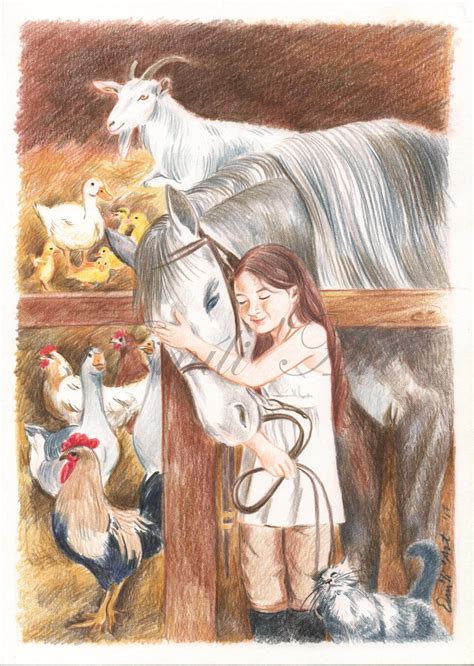 Emili'Art illustrations and paintings — Farm Animals watercolor pencil ...