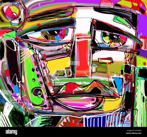 portrait of a sad man, colorful contemporary modern art composit Stock ...