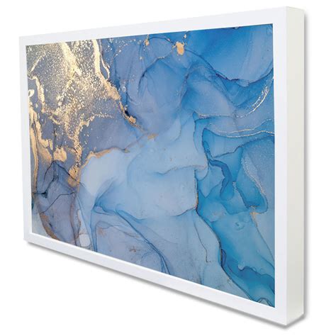 Quadro Decorativo Caixa Alta Vidro Abstrato Mármore Azul Oceano