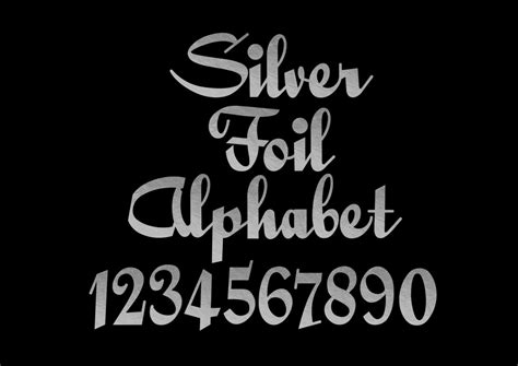 Silver Foil Calligraphy Alphabet Clip Art Letters Font Silver - Etsy