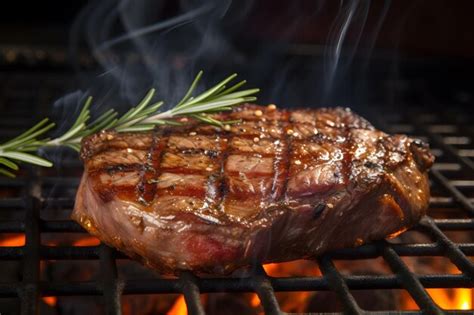 Premium AI Image Sizzling Juicy Beef Steak On The Grill With Flames