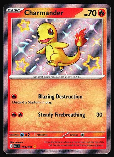 Charmander 109 091 Shiny Rare Holo Paldean Fates Xclusiv Gaming