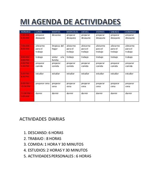 Agenda De Actividades