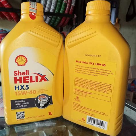 Jual 2 PCS OLI Shell Helix Hx5 Sae 15W 40 Api Sn Cf 1 Liter Shopee