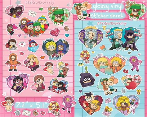 South Park Stickers South Park Glossy Vinyl Sticker Sheet Valentine's ...