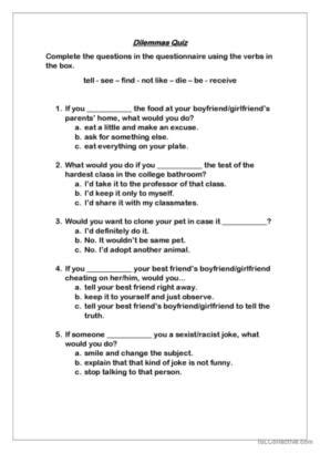 Dilemma English Esl Worksheets Pdf Doc