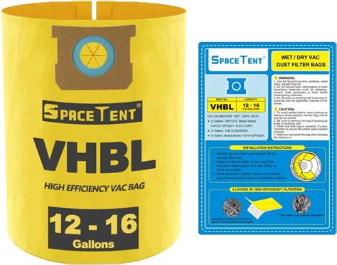 Spacetent Pack Vhbl High Efficiency Replacement Filter Bags For