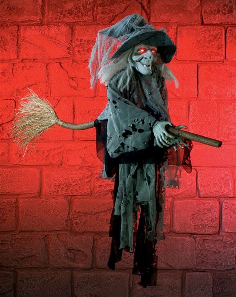 Halloween Hanging Witch On Broomstick Hanging Decoration Display Prop