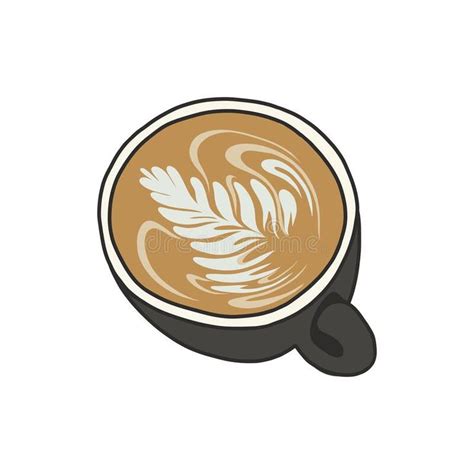 Coffee Latte Art Doodle Icon Vector Illustration