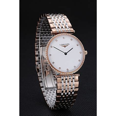 Longines La Grande Classique In Oro Rosa Quadrante Bianco Diamond Bezel