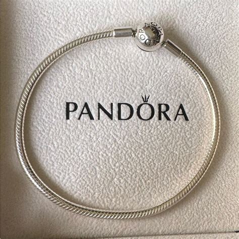 Authentic Pandora Moments Snake Chain Bracelet Ball C Gem