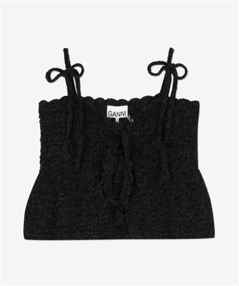 Musinsa Ganni Velvet Crochet Bustier Black K