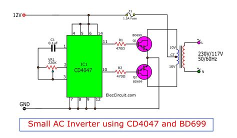 Four CD4047 Inverter Circuit 60W 100W 12VDC To 220VAC