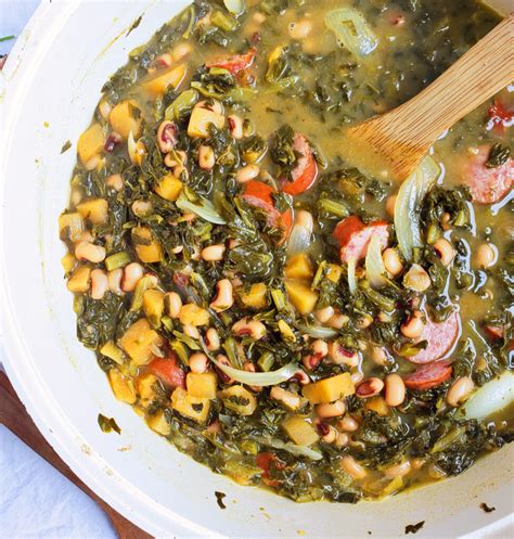 One Pot Black Eyed Pea Soup With Collard Greens Sausage Beautiful