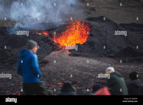 Eruption Of The Meradalir Volcano Reykjanes Peninsula Iceland August