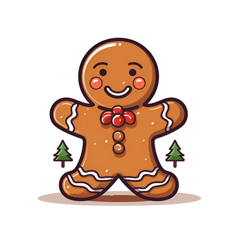 Ai Generated Cartoon Style Gingerbread Man Cookie Christmas Cookie Man Illustration No