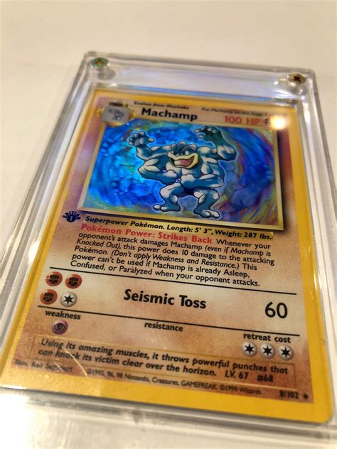 1995 Topps 1st Edition Super Rare Holo Foil Machamp Pokemon Card Mint