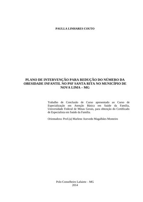 Pdf Plano De IntervenÇÃo Para ReduÇÃo Do NÚmero Da … · Elaborar E