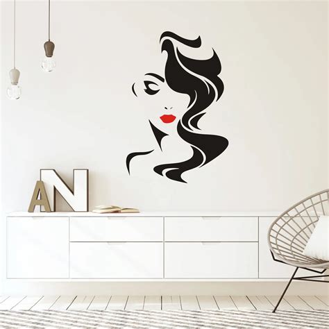 Wall Decal Window Sticker Beauty Salon Woman Face Hair Salon Hairstyle