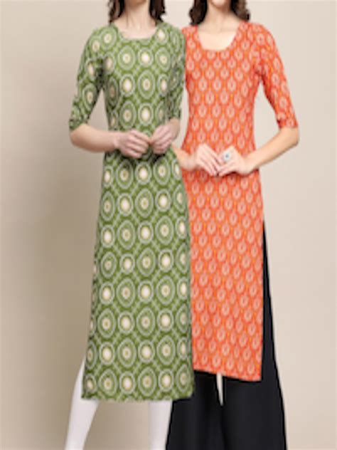 Buy Kalini Women Pack Of 2 Ethnic Motifs Printed Crepe Kurta Kurtas For Women 19754414 Myntra