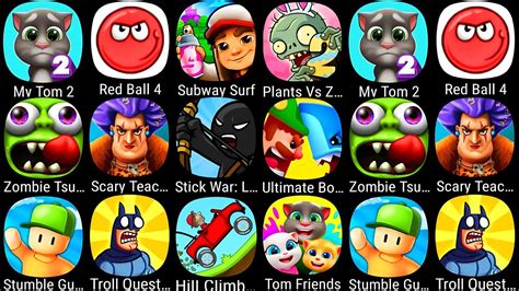 My Talking Tom 2 Red Ball 4 Subway Surf Plants Vs Zombies 2 Zombie