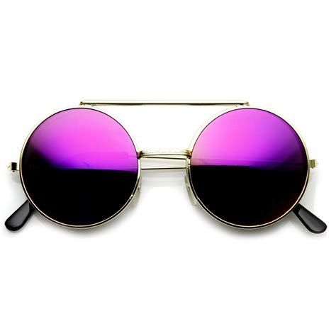 Steampunk Vintage Retro Round Flip Up Frame Sunglasses Zerouv