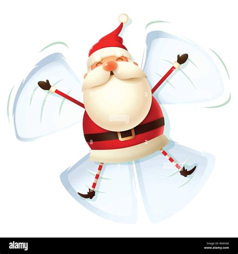 Santa Claus Make Angel In Snow White Background Stock Vector Image