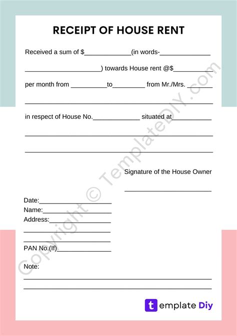 Printable House Rent Receipt Format Pdf Brennan