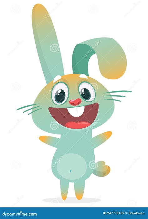 Happy Cute Bunny Cartoon Easter Vector Rabbit Illustration Stock