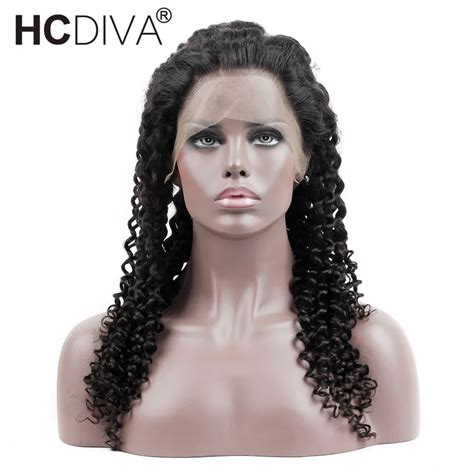 Kinky Curly Lace Frontal Wigs 10 24 Inch Natural Black For Woman