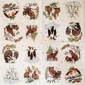 Decoupage Napkins Winter Animals Paper Napkins Set of 3 Luncheon Size ...