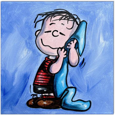 Peanuts Linus Avn Pelt Iii 20 X 20 Cm Original Acrylgemälde Auf Leinwand Keilrahmen