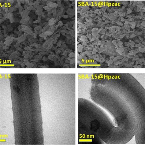 A Sem And B Tem Images Of The Sba And Sba Hpzac Nanomaterials