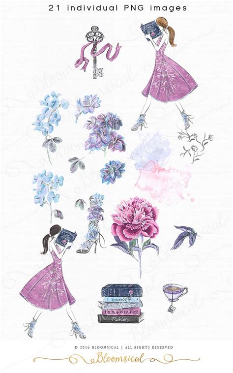 Secret Garden Clip Art Fashion Illustration Flowers Books | Etsy